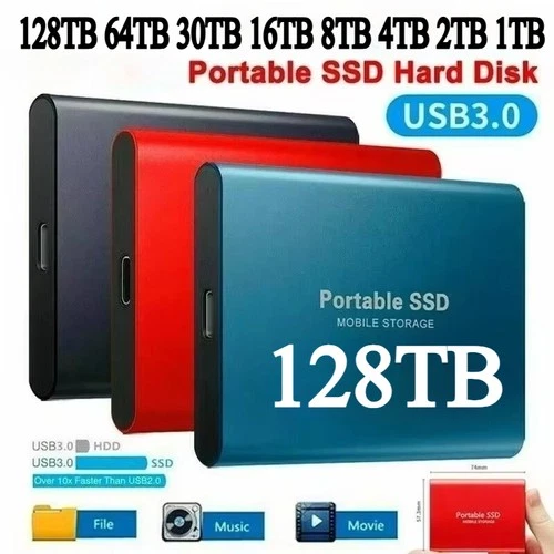 128 TB externe Festplatte SSD Disk Speicher USB 3.0 HDD für PC Laptop Telefon