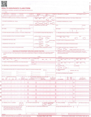 New CMS 1500 Health Insurance Claim Forms, A Approved Version (02/12) - Ream of