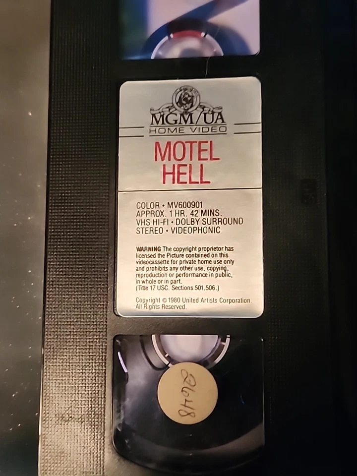Motel Hell VHS Horror MGM HTF RARE VARIANT RENTAL TESTED! Foto 3 de 3