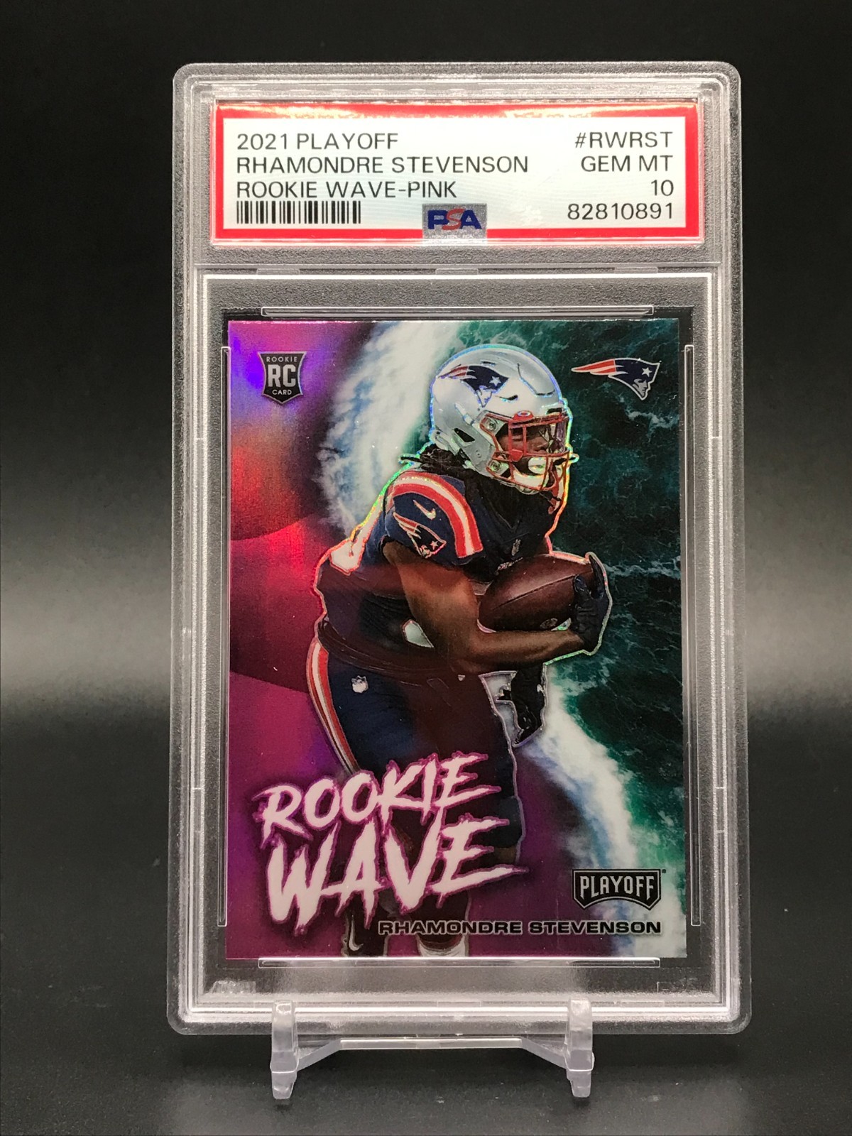 2021 Panini Playoff Rhamondre Stevenson Rookie Wave RC Patriots PSA 10