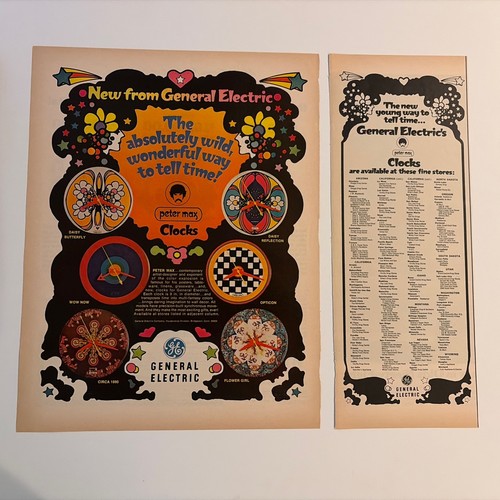 1960s Peter Max General Electric Clock Print Advertisements