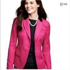 Talbots Pink Wool Blazer with Black Velvet Collar. Size 12