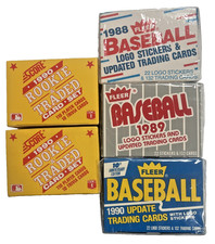 FLEER 1988 1989 1990  Updated + 2 SCORE 1990 Rookie Baseball Cards Box Sets