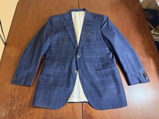 SUITSUPPLY Lazio Bright Blue Windowpane Sport Coat Suit Blazer 44R Wool Slim Fit