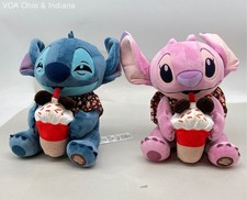 Disney Stitch Attacks Snacks Plush Lot Stitch & Angel Milkshake 2 Pieces 2024