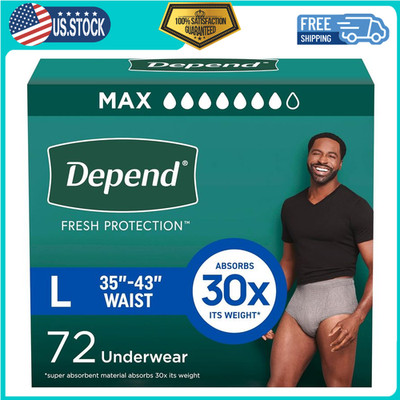 Depend Fresh Protection Adult Incontinence Underwear for Men L, 72 Ct