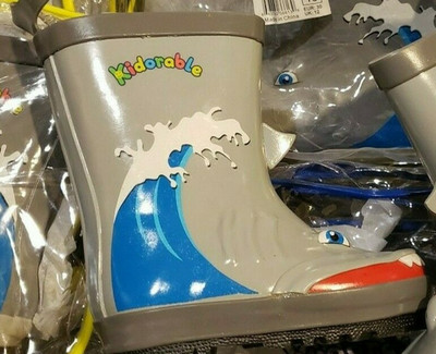 KIDORABLE Shark Rain Boots Boys Toddler Size 9T 7T Unisex Kids Shoes NEW