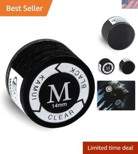 Clear Black Laminated Pool Billiard CUE TIP - 1 pc - 14 mm - Genuine Medium