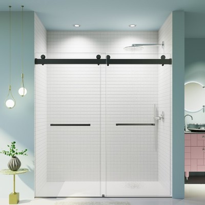 68-72 inches *76 inches  Frameless Double Sliding Soft-Close Shower Door, 3/8