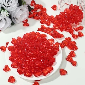 250 Red Acrylic Heart Diamond Gems Vase Fillers Party Decorations - Picture 5 of 9