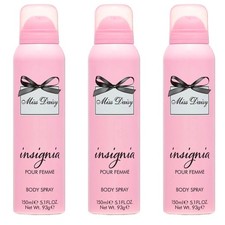 3 X Miss Daisy Insignia Body Spray 150ml Violet Gardenia And Jasmine notes.