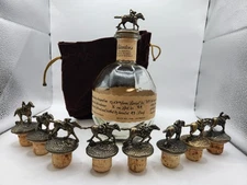 BLANTON’S BOURBON Empty Bottle, 8 "BLANTONS" Stoppers, 1  Extra Mounted + Pouch