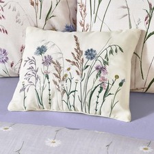 Catherine Lansfield Grasmere Lilac Floral Embroidered Cushion 30x40cm Decorative