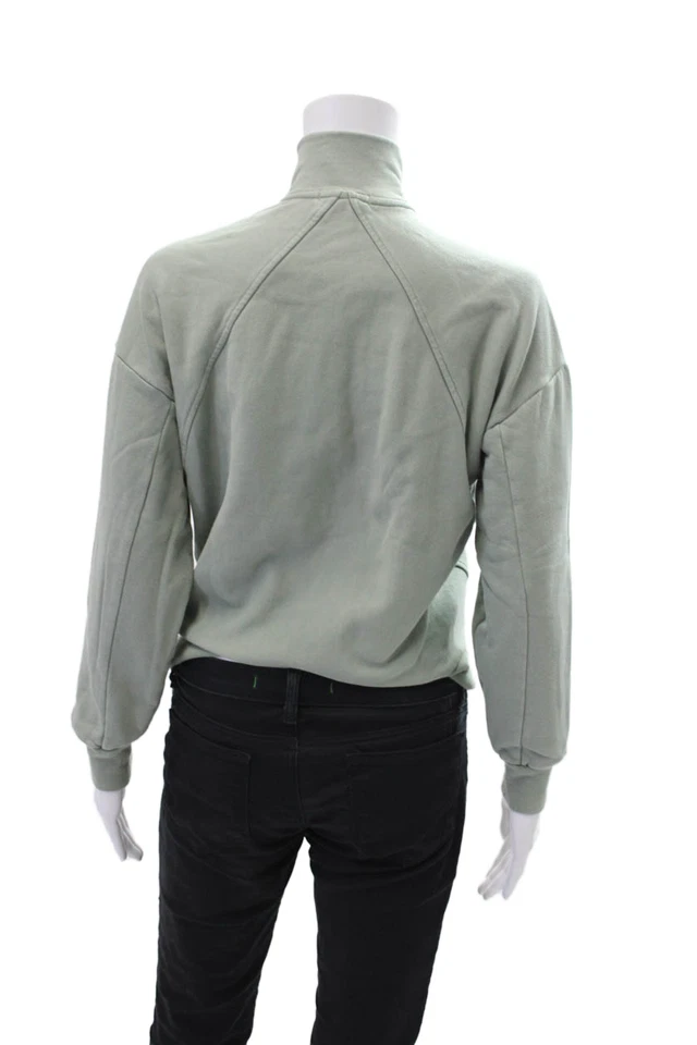 Rag & Bone Womens Long Sleeve Half Zip Mock Neck Sweater Green Cotton Size XS - Image 3 of 4