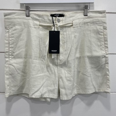 Hudson Paperbag Short Womens 30 White Linen Blend High Rise Casual Summer