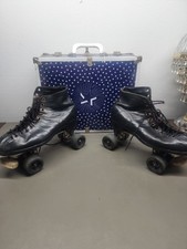 VTG Hyde Chicago Black Quad Roller Skates Leather Mens 7 Stanley Case