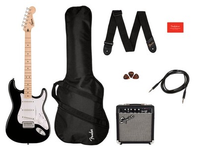 Squier by Fender Sonic Stratocaster Pack Black Einsteiger E-Gitarre Amp Set