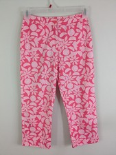 Lilly Pulitzer Cropped Pants Women's 2P Pink Floral Cotton Casual