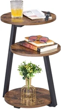 Round End Table Side Table with Metal Frame, Accent Nightstand Bedside Table ...