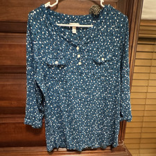 Croft & Barrow Womens L Blue/White Polka Dot ...