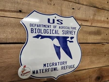  1930's NATIONAL WILDLIFE REFUGE - WATERFOWL - 12" Shield / Replica, hunting