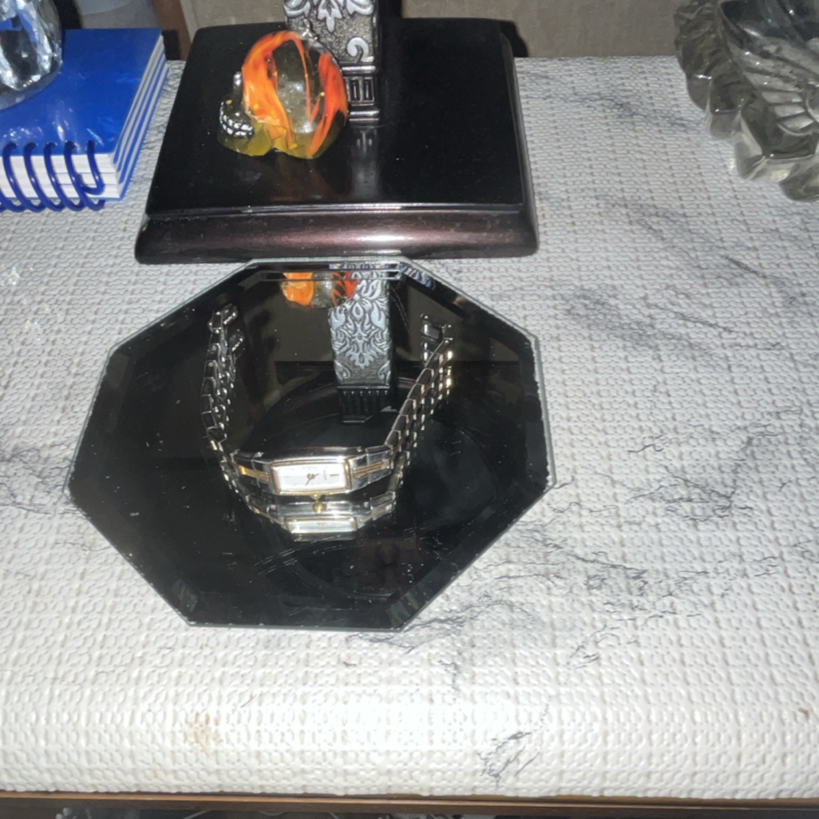 Two-Tone Rectangular Analog Dress Wristwatch Meta… - image 8