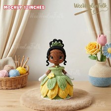 HOT Princess Tiana Amigurumi,Handmade Princess Tiana Crochet Doll Doll