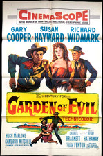 GARDEN OF EVIL (1954) poster, GARY COOPER, SUSAN HAYWARD, HENRY HATHAWAY signed!