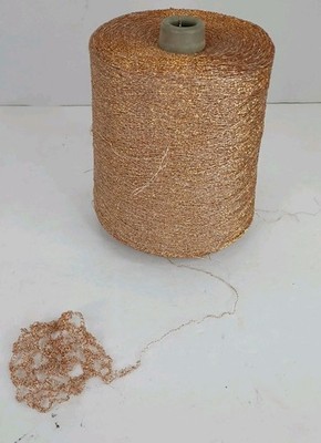 Large Spool Of Gold Copper Glitter Thread Yarn Unknown Length