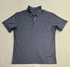 Peter Millar Polo Shirt Mens XL Blue Geometric Crown Crafted Golf Tech Stretch