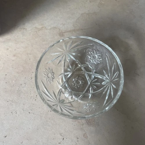 Vintage Clear Glass Star of David Candy Dish w/Lid