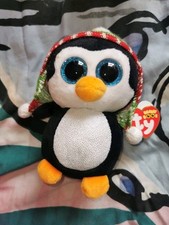 Ty Beanie Boo Penelope The Penguin with winter hat 6"  rare Plush teddy toy 