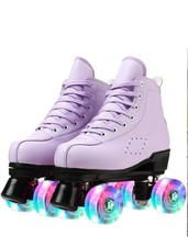 Women's Light Up Roller Skate High Top Light Purple Flashing Clear Wheels 6.5