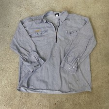 Prison Blues Shirt Mens XL BlueWhite Hickory Stripe 1/2 Zip Long Sleeve Work USA