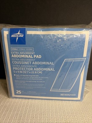 Medline Abdominal Pads 5x9 Sterile 25 Pack Extra Absorbent Latex Free Wound