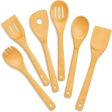 Bamboo Wooden Utensils Set for Kitchen, 6-Piece, Natural
