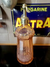 ANCIENNE BOUTEILLE SYPHON VERRE ROSE EAU de SELTZ LE MEUR BANNALEC BRETAGNE 
