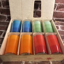 Vtg Glasses Bartlett Collins Four Seasons Set Original Box Blue Red Green Orange