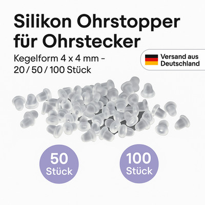 Ohrstopper Silikon 4x4mm Ohrstecker Verschluss Stopper Ohrmuttern Ohrring