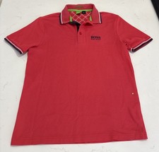 Hugo Boss Polo Shirt Mens M Red Paddy Pro Moisture Manager Logo Tipped Collar