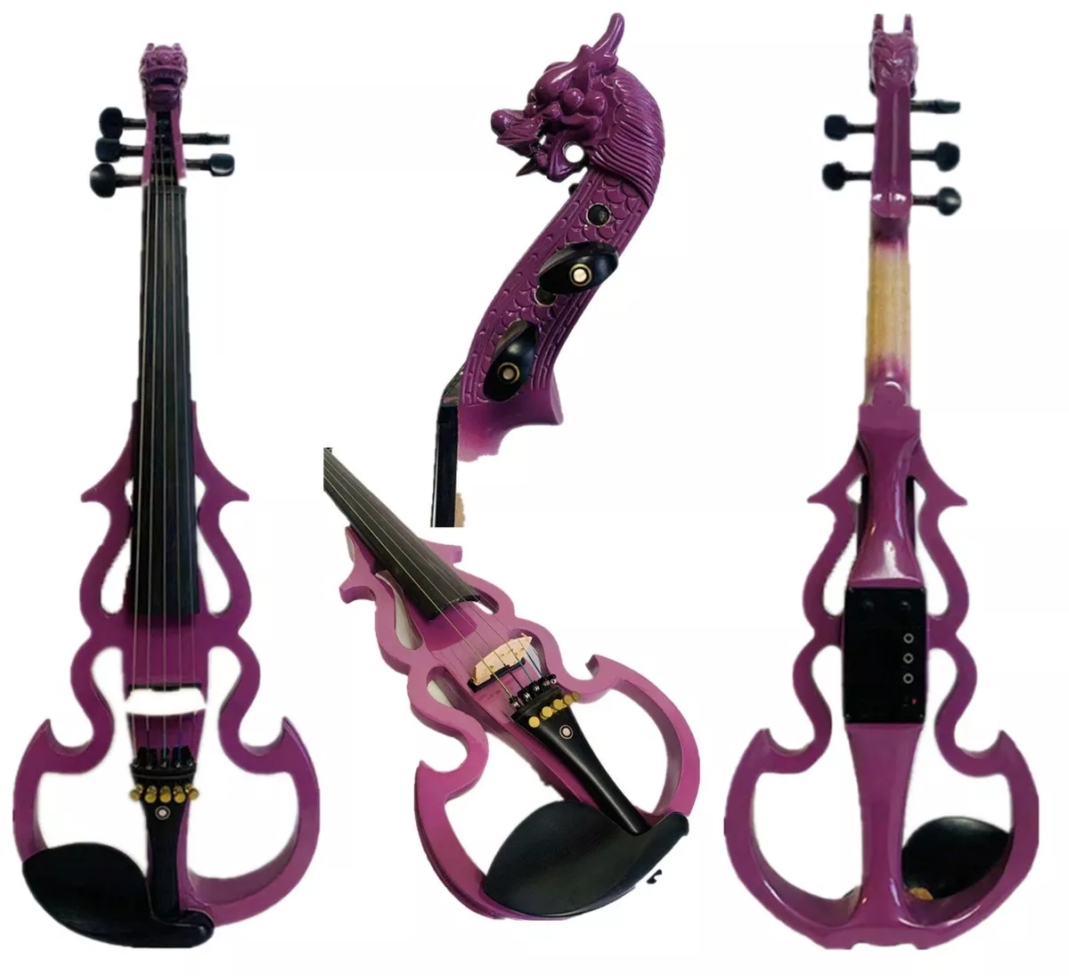 SONG carved dragon scroll purple color 5 strings 4 4 electric violin E Violin