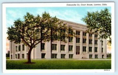 LAWTON, Oklahoma OK ~ Comanche County COURT HOUSE ca 1940s Linen  Postcard