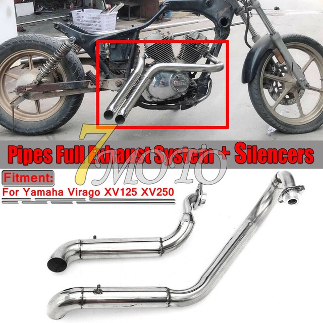 Shortshots Staggered Muffler Full Exhaust Pipes For Yamaha Virago XV125