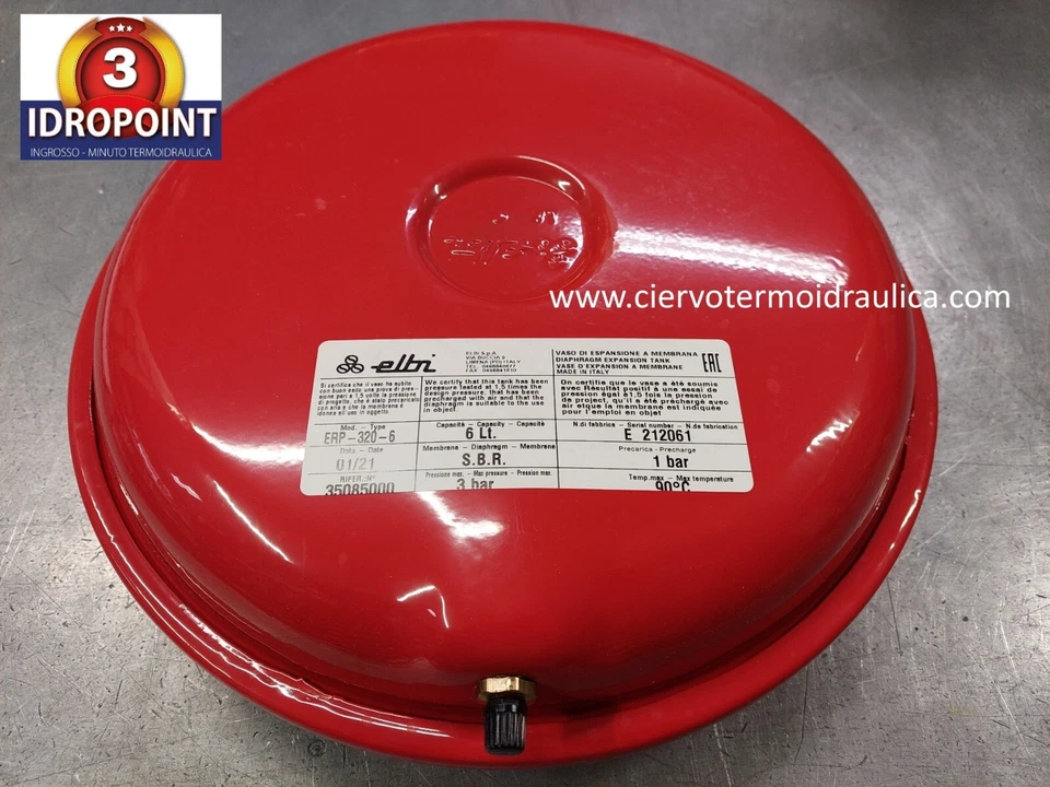VASO ESPANSIONE ELBI ERP-320-6 LT.6 Ø mm.320 ATTACCO M. 3/4 (1120106)