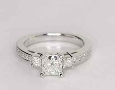 Women's 3Ct Princess Cut Moissanite Wedding Anniversary Ring 925 Sterling Silver