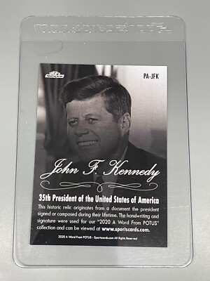 ジョン・F・ケネディ 直筆文字 2020 Potus アメリカ大統領 John F Kennedy 2020 Sportscards A Word From POTUS Handled Document