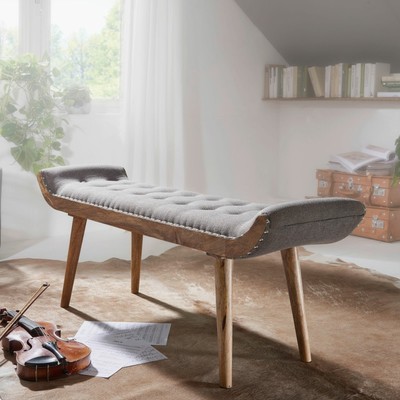 Finebuy Sitzbank Stoff Holz Polsterbank 125x51x38 Cm Grau Bettbank Flurbank Ebay