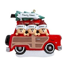 PERSONALIZED Bears in SUV - Family of 3 Christmas Ornament Keepsake Holiday Gift