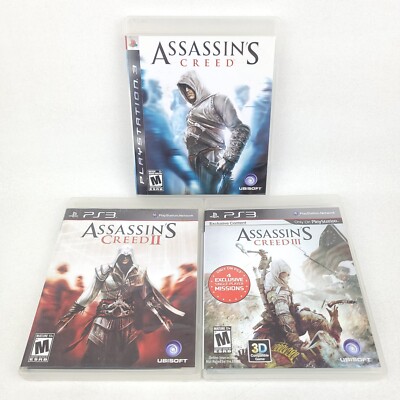 Assassin's Creed PS3 Lot Playstation: I (Game & Case), II & III (CIB w/ Manuals)