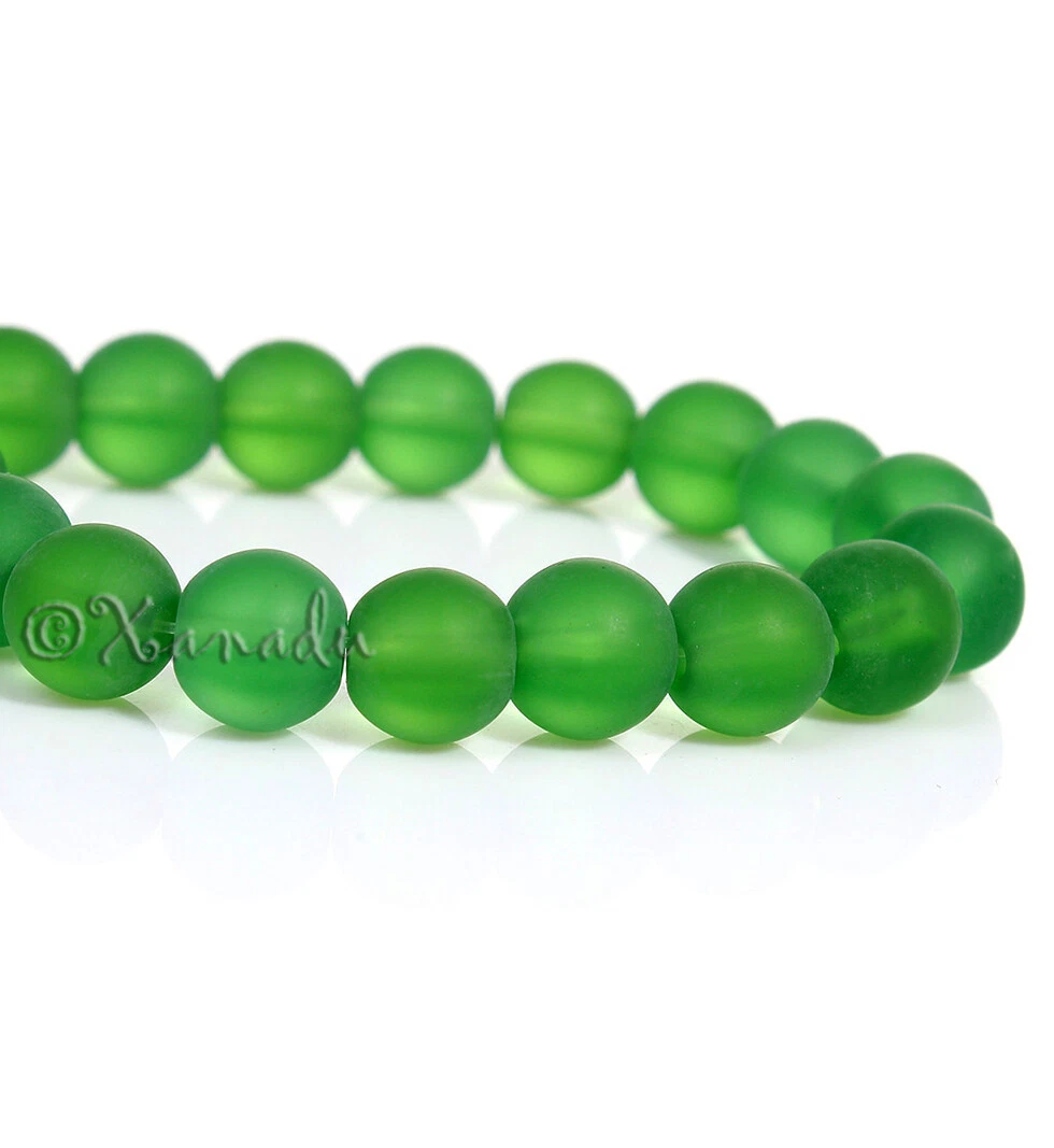 Green 10mm Frosted Glass Beads Wholesale Round Beads G7245 50 100 Or 200PCs